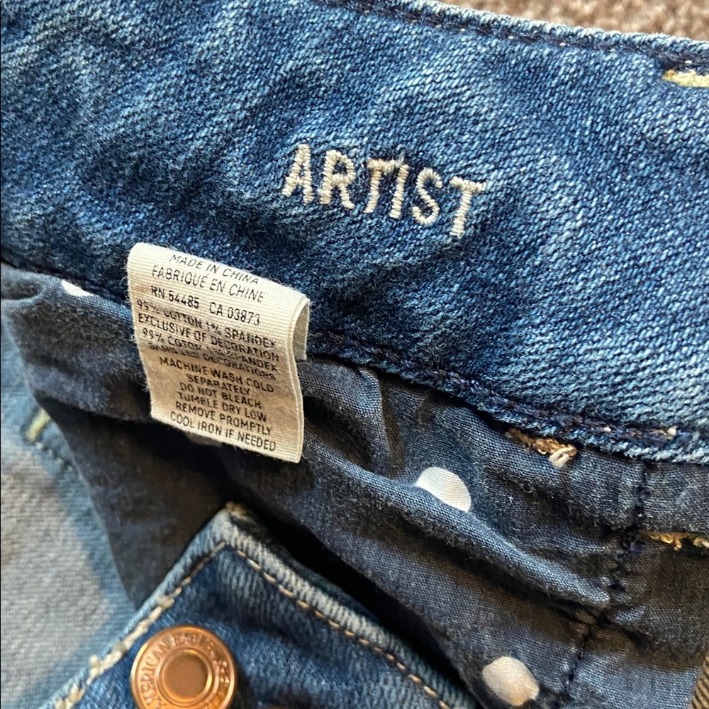 American Eagle Women's Distressed Size 10 Artist Stretch Flare Jeans X-Long - Picture 6 of 12